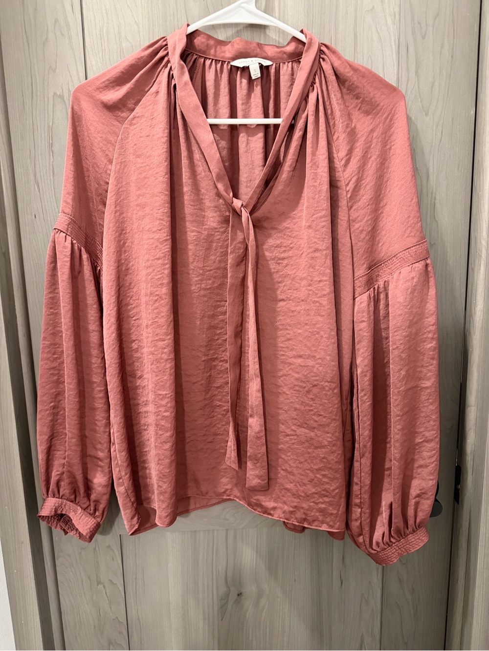 Lucky Brand Rose Tie-Neck Peasant Blouse